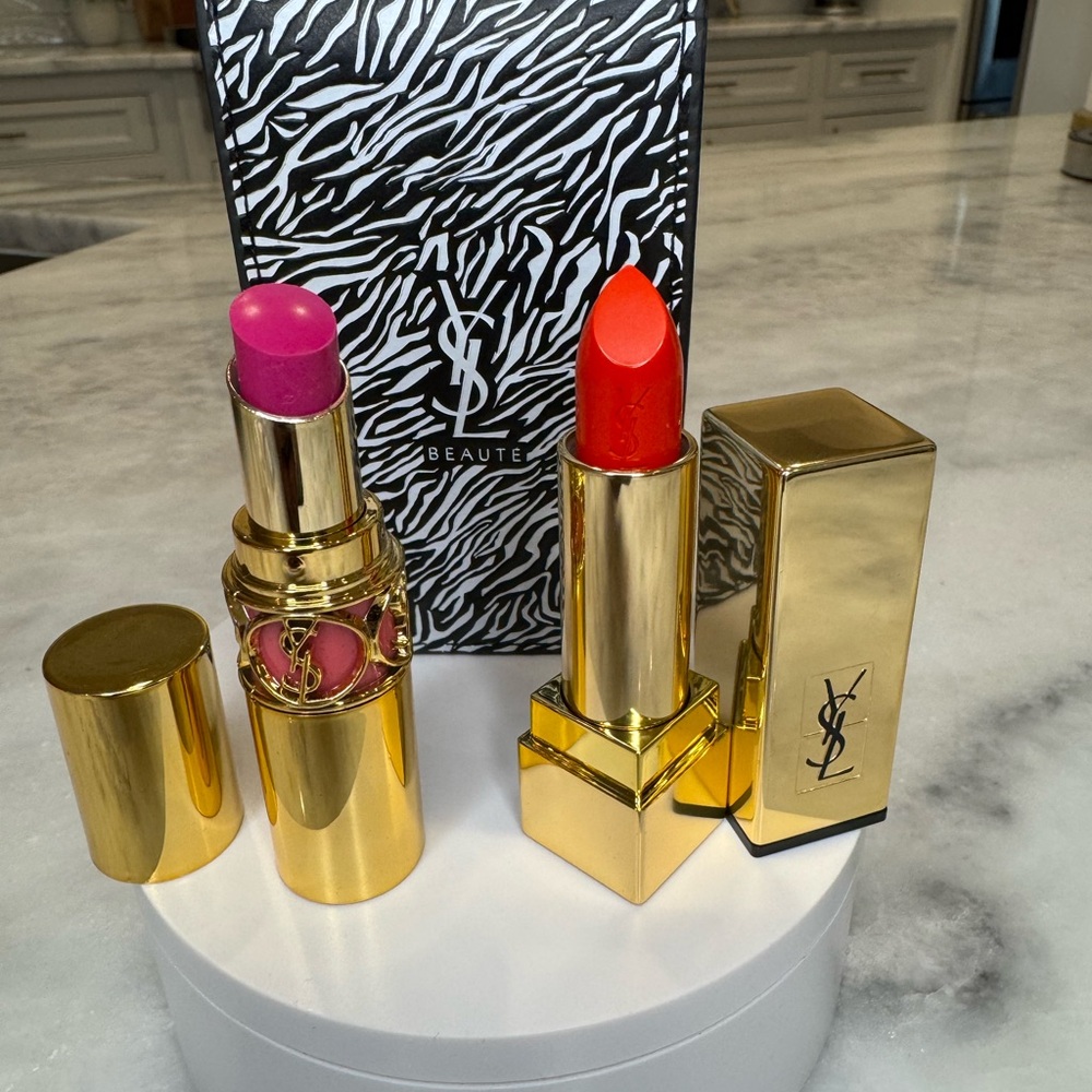 Yves Saint Laurent Rouge Volupté Shine Lipstick - Pink and Reddish and Pouch